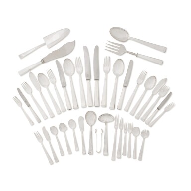 View full screen - View 1 of Lot 25. A German Art Deco silver flatware and tea service, Bruckmann & Söhne, circa 1930.