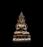 A bronze seated figure of Vairocana, Tibet, 14th century | 十四世紀 藏傳銅毗盧遮那佛坐像