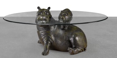 View full screen - View 1 of Lot 15. Hippo Mother & Baby coffee table.