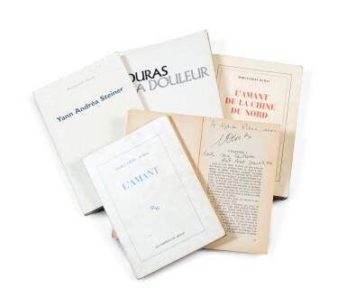 View full screen - View 1 of Lot 146. Ensemble de 5 volumes avec envois et lettre autographe signée. 1980 - 1992. Joint : MD par Yann Andréa..