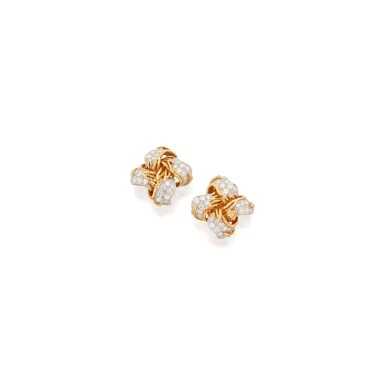View full screen - View 1 of Lot 106. PAIR OF DIAMOND EARCLIPS, TIFFANY & CO..