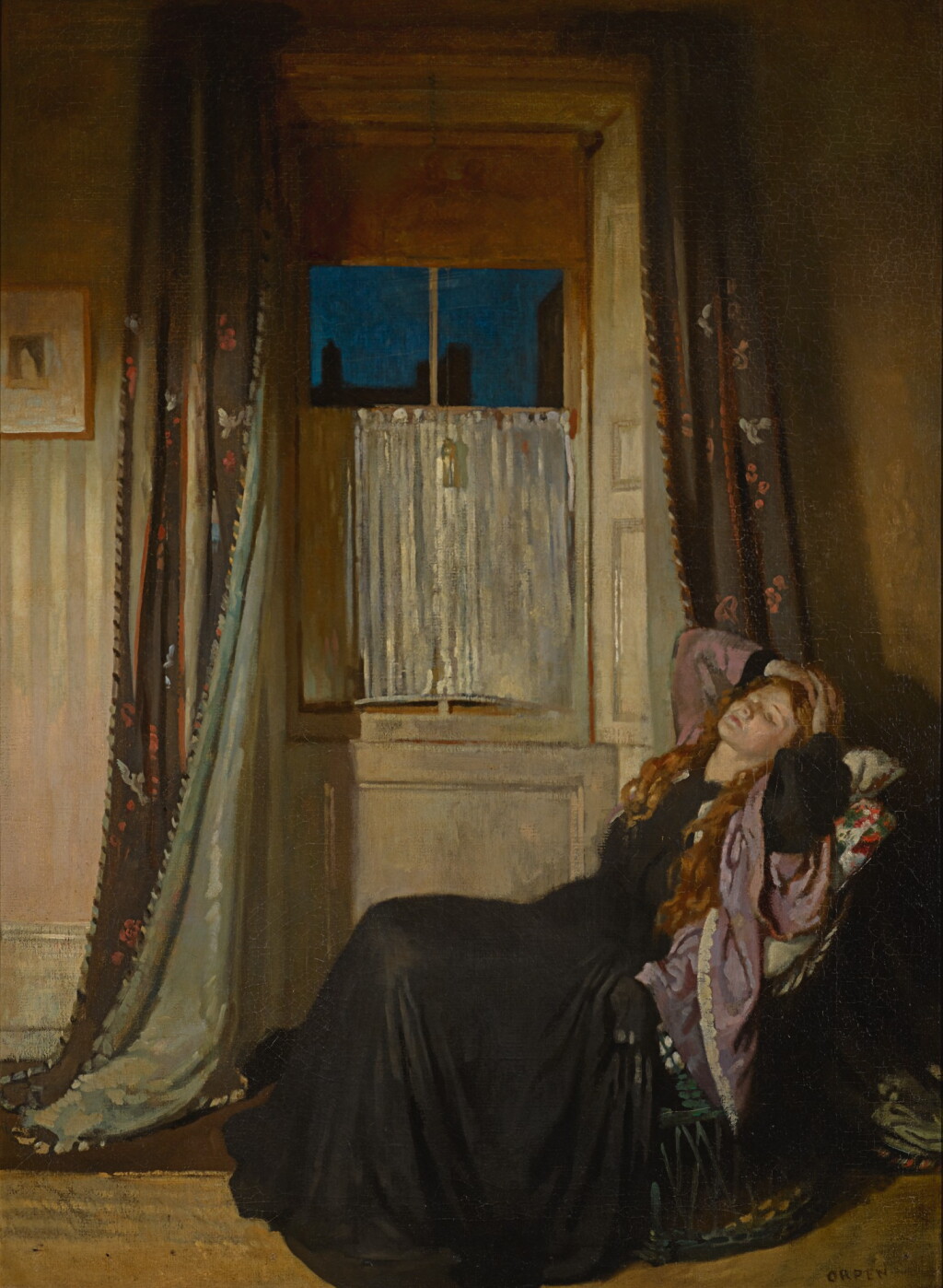 全萤幕检视 - 查看21SIR WILLIAM ORPEN, R.W.S., N.E.A.C., R.A., R.H.A. | THE WINDOW: NIGHT的1