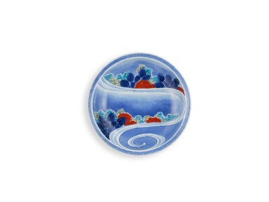 View full screen - View 1 of Lot 2116. A porcelain dish, Nabeshima ware, Hizen, Edo period, late 17th – early 18th century | 色絵流水草花文皿 肥前 鍋島藩窯 江戸時代中期 17世紀後半~18世紀前半.