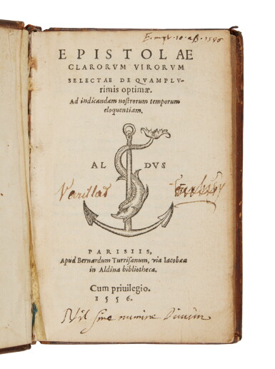 Manuzio, Epistolae clarorum Virorum, Paris, Torresano, 1556,
