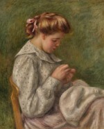 Jeune fille cousant