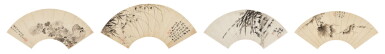 View full screen - View 1 of Lot 585. Various artists (Qing dynasty) | 清人花卉扇面集錦 水墨紙本 扇面四幀.