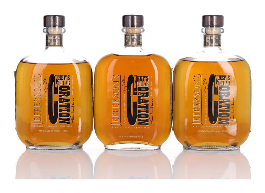 View full screen - View 1 of Lot 268. Jefferson's Chef's Collaboration Blended Straight Whiskey 92 Proof NV (3 Bottles 75cl).