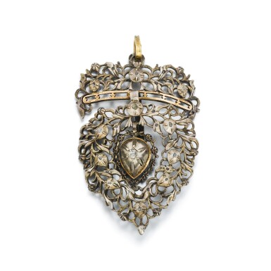 View full screen - View 1 of Lot 1047. A diamond silver and gold pendant, mid 19th century.