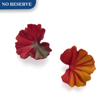 View full screen - View 1 of Lot 265. Pair of Aluminum 'Geranium' Earclips.