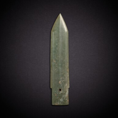 View full screen - View 1 of Lot 7839. A celadon jade dagger, ge, Shang dynasty | 商 青玉戈.