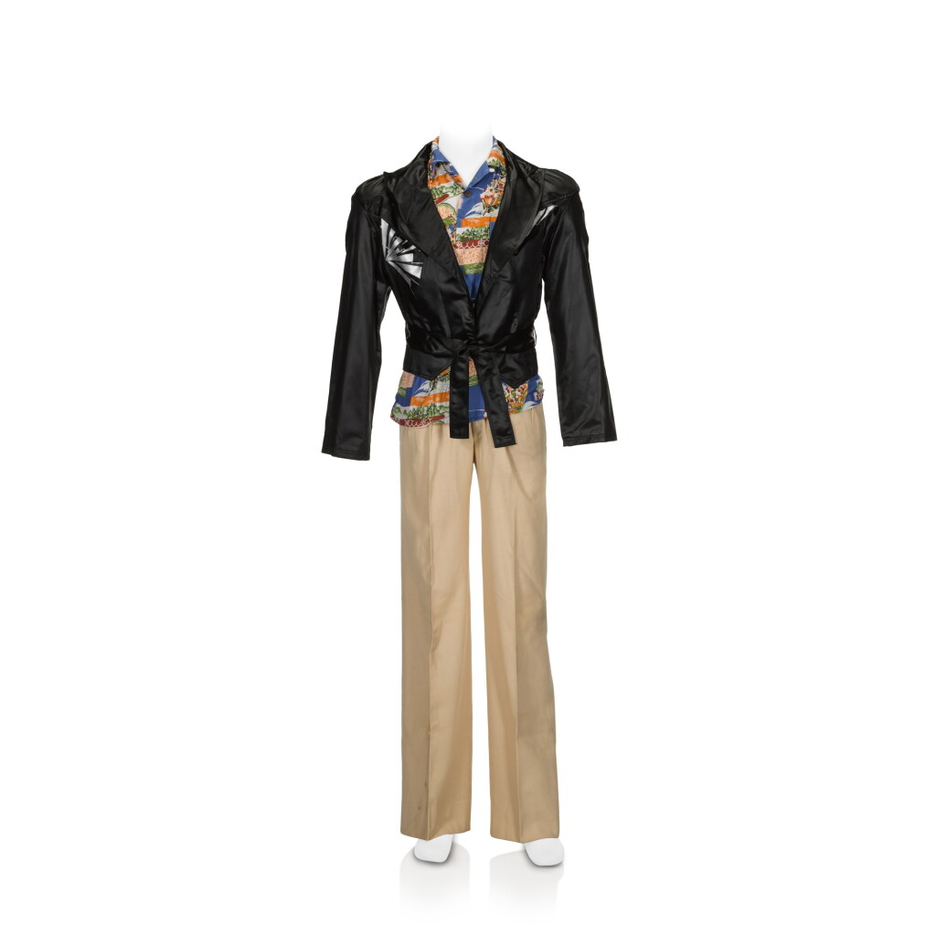 View full screen - View 1 of Lot 180. Freddie Mercury's casual attire, including a satin jacket and a Hawaiian-style shirt, c.1977.