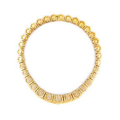 View full screen - View 1 of Lot 115. Collier or et diamants | Gold and diamond necklace.