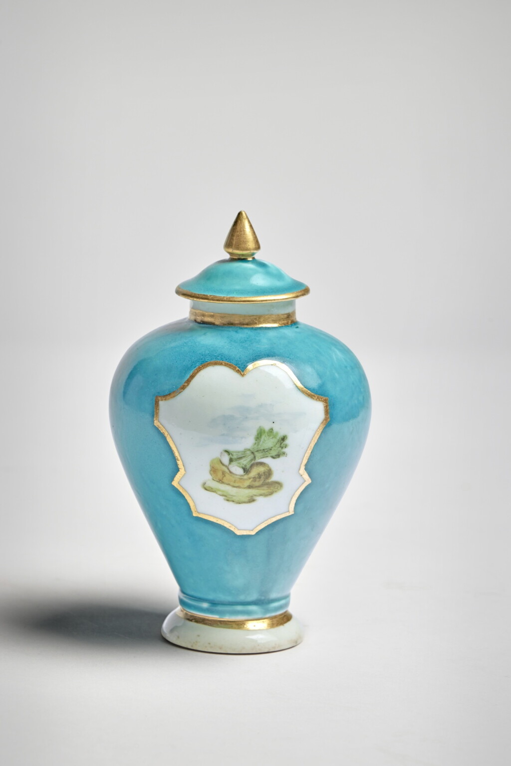 View full screen - View 1 of Lot 204. A Capodimonte Porcelain Turquoise-Blue-Ground Tea Canister and Cover, circa 1745-50.