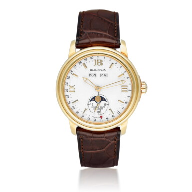 View full screen - View 1 of Lot 71. BLANCPAIN | REF 2763-141, YELLOW GOLD TRIPLE CALENDAR WRISTWATCH WITH MOON PHASES, CIRCA 1998.