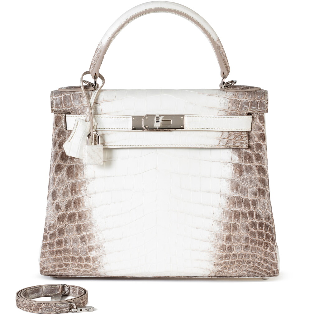 View full screen - View 1 of Lot 414. Blanc Matte Niloticus Crocodile Himalaya Kelly 28 Retourné Palladium Hardware, 2021.