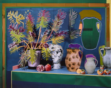 View full screen - View 1 of Lot 52. DANIEL GORDON | 'PHILODENDRON AND BUST WITH VESSELS AND FRUITS'.