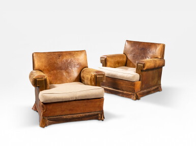 View full screen - View 1 of Lot 112. Pair of armchairs | Paire de fauteuils.