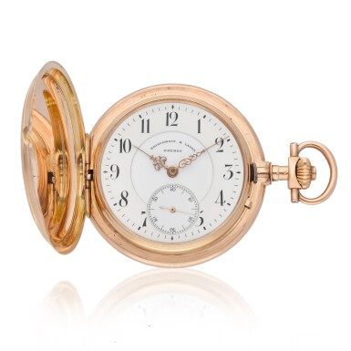 View full screen - View 1 of Lot 175. Brinckmann & Lange, Bremen No. 2928 A 14ct pink gold hunting cased keyless lever watch Circa 1905.