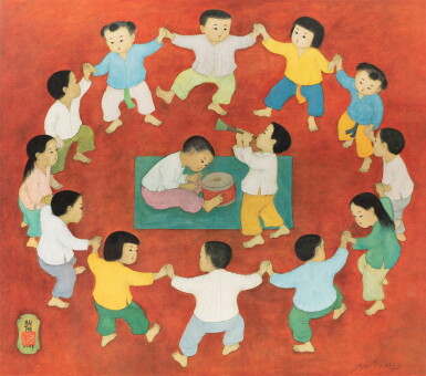 View full screen - View 1 of Lot 32. Mai Trung Thu (1906-1980), Dancing in the circle | 枚中栨 (1906-1980), 圍圈遊戲.