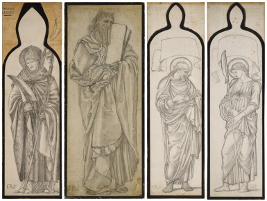 View full screen - View 1 of Lot 497. Four Cartoons for Windows: Window design for Moses; St Peter; St Jude; St Richard.