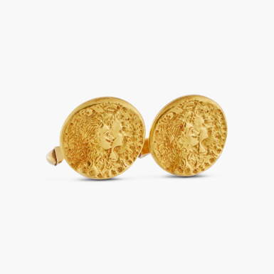 View full screen - View 1 of Lot 376. Dali d'Or | A pair of yellow gold coin cufflinks, Circa 1966.