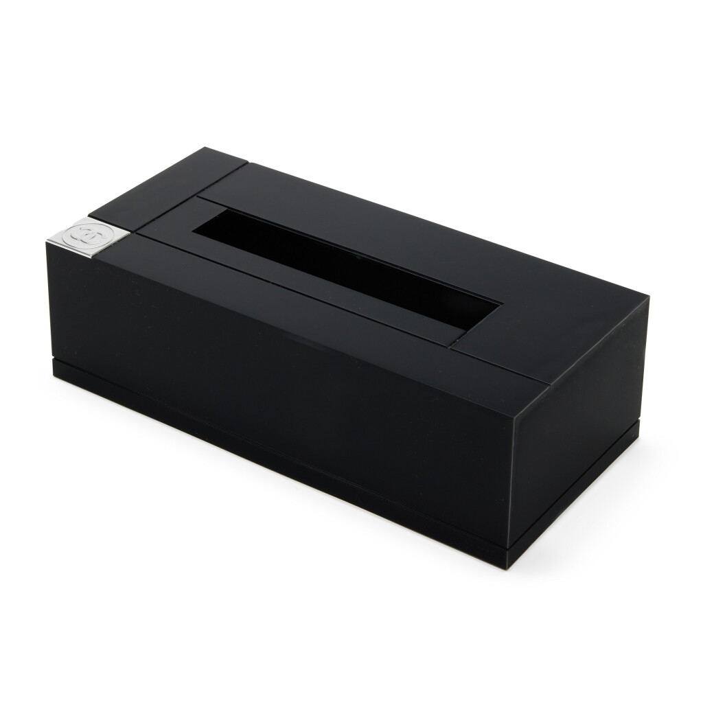 Voir en plein écran - Voir 1 du lot 249. Black and Silver Synthetic Compound and Metal Tissue Box.