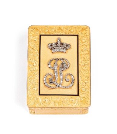View full screen - View 1 of Lot 184. A jewelled gold and enamel Royal presentation snuff box, Paris, circa 1835 | Tabatière royale de présentation en or, émail, sertie de diamants, Paris, vers 1835.