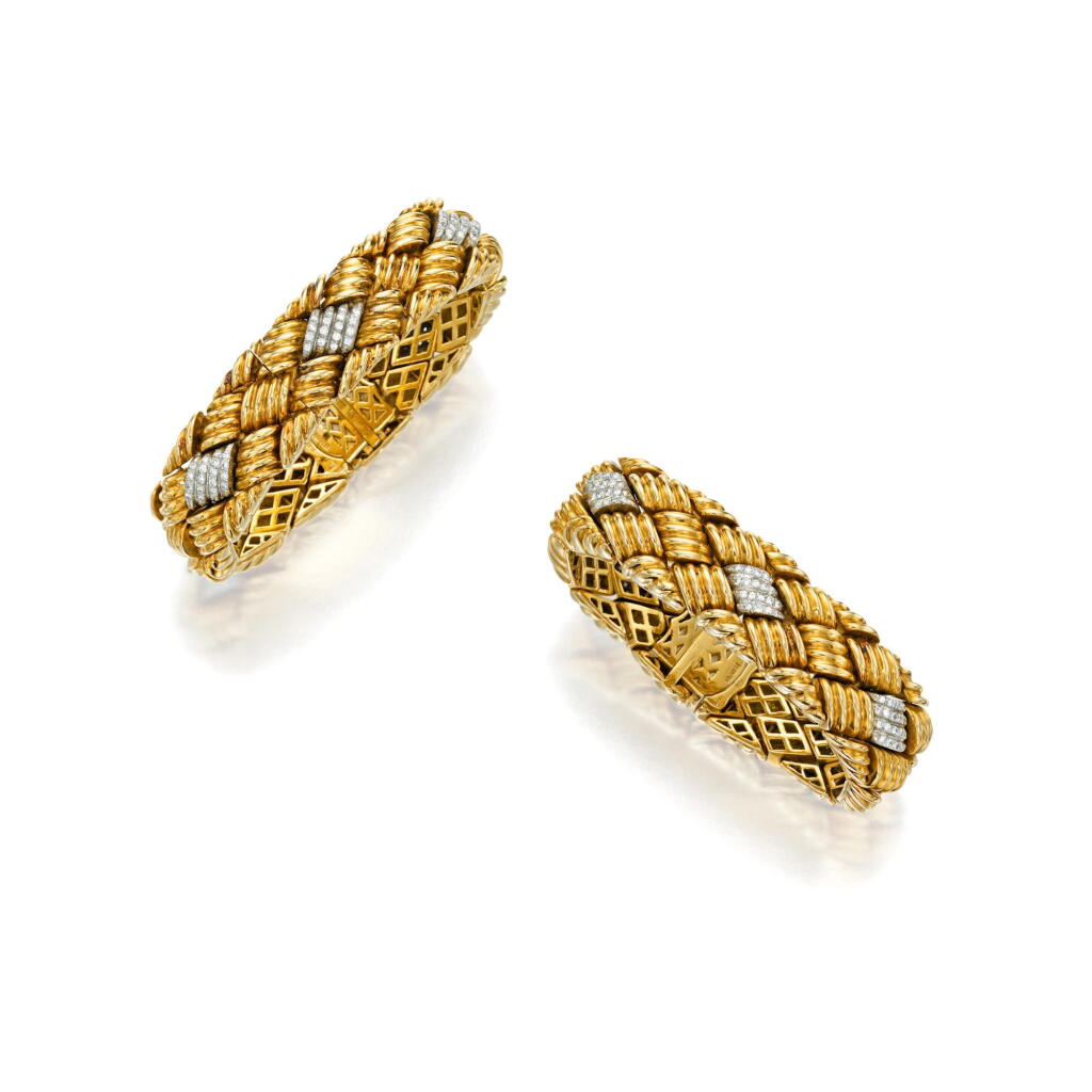 View full screen - View 1 of Lot 13. Verdura | Gold and Diamond Bracelet and Bracelet-Watch.