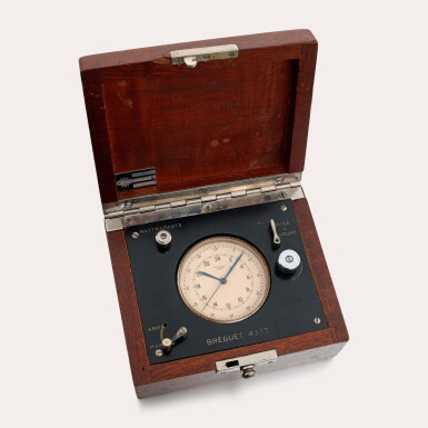 View full screen - View 1 of Lot 26. A boxed mahogany split-seconds deck watch with 24-hour dial.