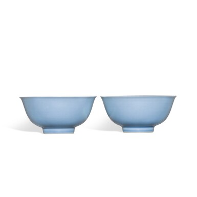 View full screen - View 1 of Lot 43. A pair of lavender-glazed bowls, Marks and period of Yongzheng .
