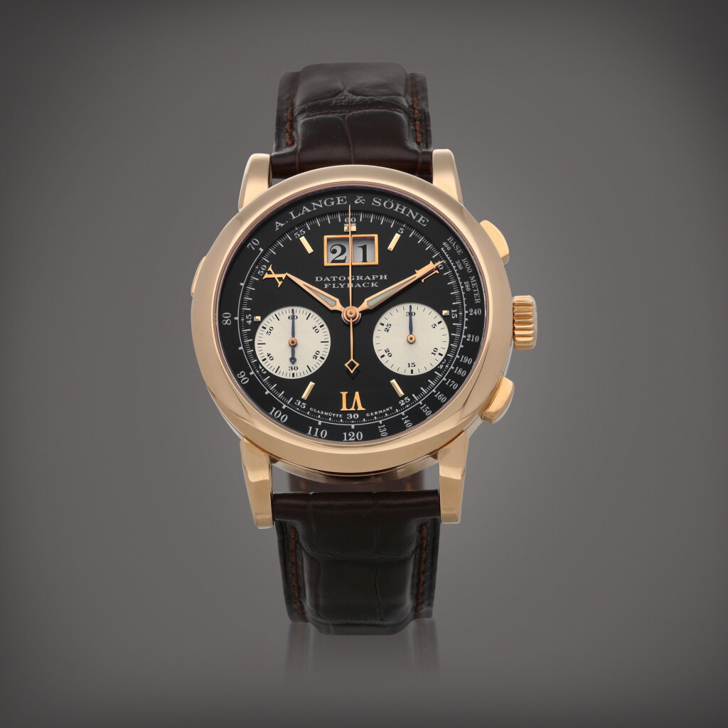 View full screen - View 1 of Lot 21. Datograph 'Dufourgraph', Reference 403.031F A pink gold flyback chronograph wristwatch with digital date display Circa 2003 | 朗格 | Datograph 'Dufourgraph' 型號 403.031F 粉紅金飛返計時腕錶備數字日期顯示,製作年份約 2003.