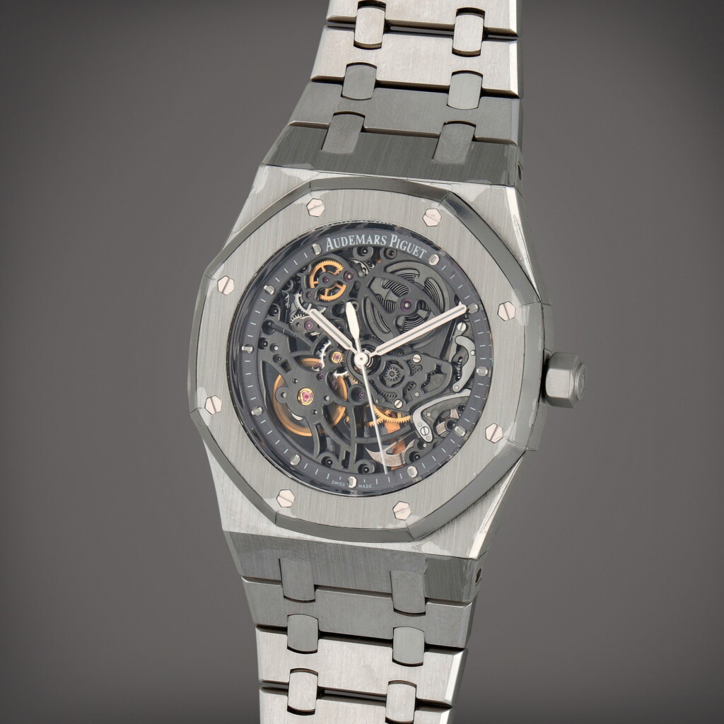 View full screen - View 1 of Lot 56. Royal Oak, Reference 15305ST.OO.1220ST.01 | A stainless steel skeletonized wristwatch with bracelet | Circa 2012 | 愛彼 | Royal Oak 型號15305ST.OO.1220ST.01 | 精鋼鏤空鏈帶腕錶,製作年份約2012.