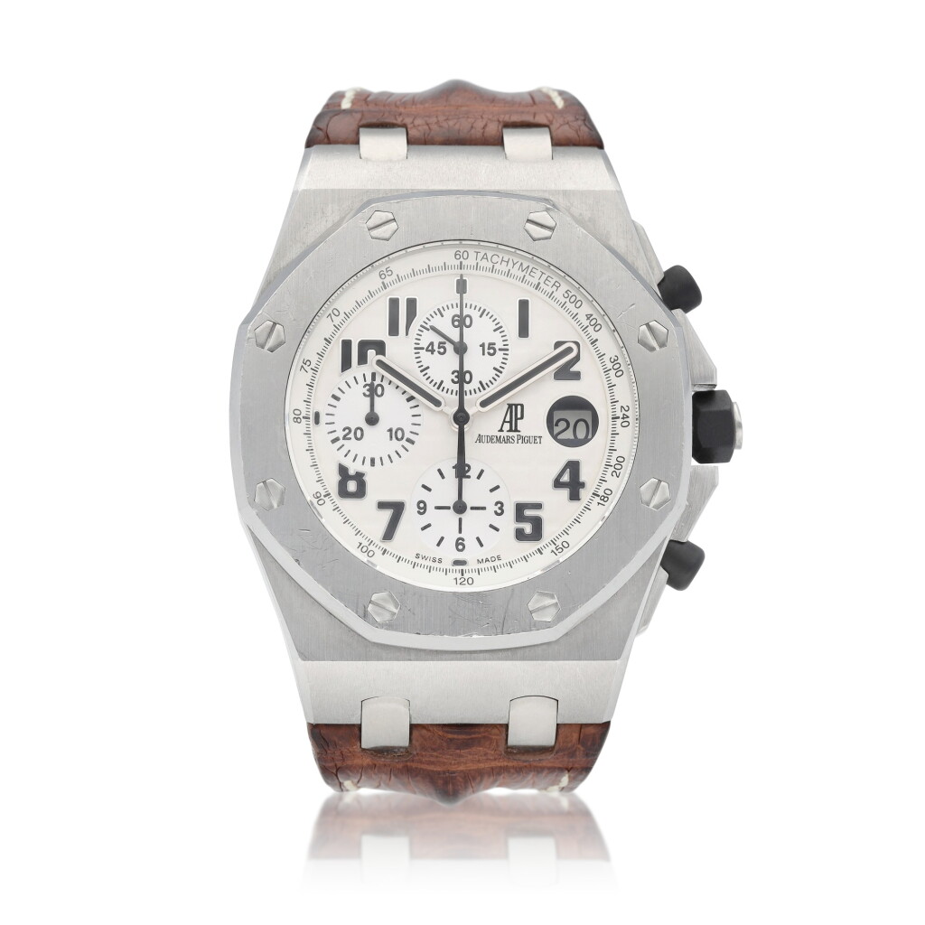 View full screen - View 1 of Lot 44. Royal Oak Offshore "Safari" Chronograph reference 26020ST.OO.D091CR.01.A A stainless steel automatic chronograph wristwatch with date, C.2006.