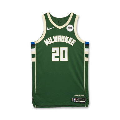 View full screen - View 1 of Lot 43. AJ Green Milwaukee Bucks 2025-2026 Game Worn Icon Edition Jersey .