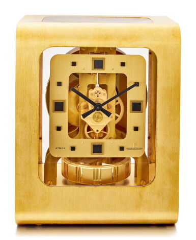 View full screen - View 1 of Lot 90. JAEGER-LECOULTRE | ATMOS, REFERENCE 5921, A RED-GOLD PLATED BRASS ATMOS CLOCK, CIRCA 1975.