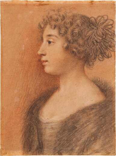 View full screen - View 1 of Lot 14. Portrait of a lady wearing a blue dress and a black fur shawl, circa 1675.