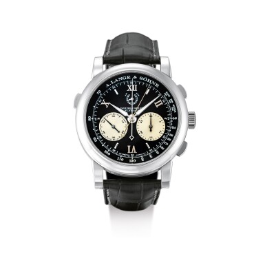 View full screen - View 1 of Lot 2067. A. LANGE & SÖHNE | SAXONIA DOUBLE SPLIT DATOGRAPH, REFERENCE 404.035F, A PLATINUM DOUBLE SPLIT CHRONOGRAPH WRISTWATCH WITH POWER RESERVE INDICATION AND HACKING DEAD SECONDS, CIRCA 2009 | 朗格 | "Saxonia Double Split Datograph 型號404.035F 鉑金雙追針計時腕錶,備動力儲備顯示,機芯編號47348,錶殼編號154626,約2009年製".