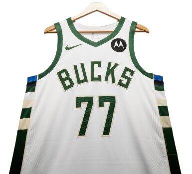 View full screen - View 1 of Lot 63. AJ Johnson ‘Rookie Debut’ Milwaukee Bucks 2024-2025 Kia NBA Tip-Off Game Worn Association Edition Jersey.