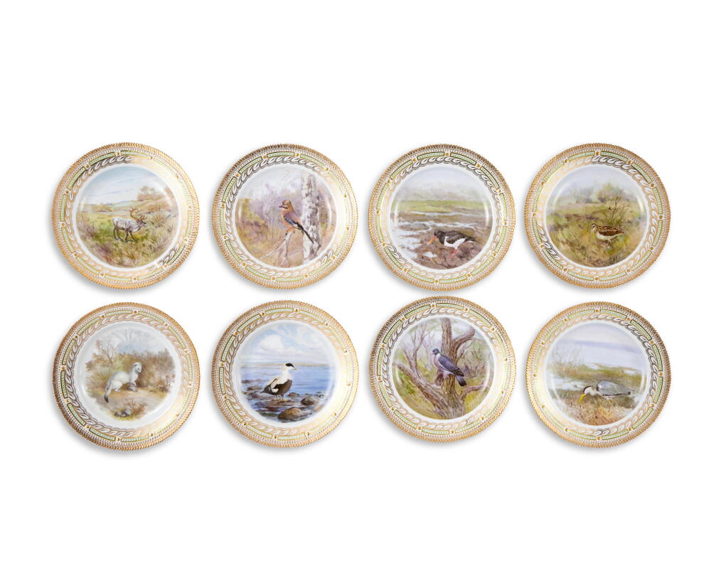 View full screen - View 1 of Lot 767. Eight Royal Copenhagen 'Flora Danica' Animal Subject Plates, 20th Century.