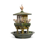 A green-glazed pottery watchtower, Han dynasty