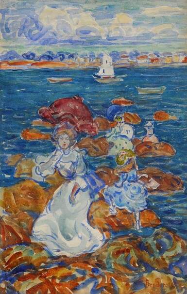 View full screen - View 1 of Lot 32. Low Tide (Figures on Rocks).