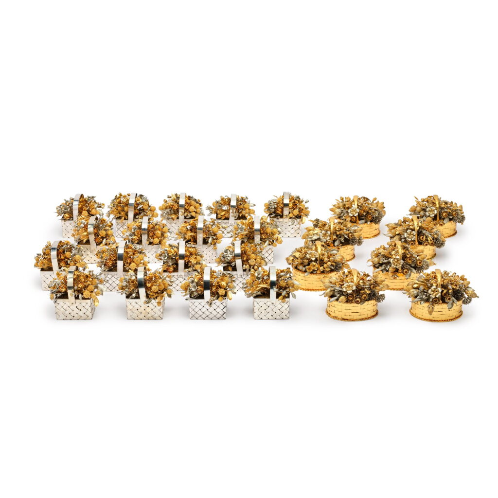 View full screen - View 1 of Lot 56. A Group of Twenty-Five Silver-Plated and Gilt-Metal 'Fleurs des Siècles' Flower Baskets, Jane Hutcheson for Gorham Mfg. Co., Providence, Circa 1970-85.
