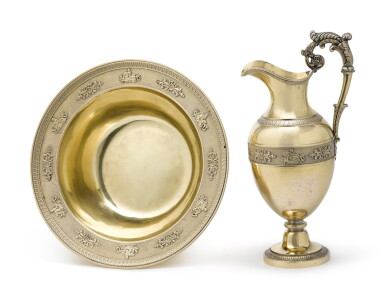 View full screen - View 1 of Lot 219. A Charles X Silver-Gilt Ewer and Basin, Desire-Toussaint Legrand, Paris, Circa 1830.