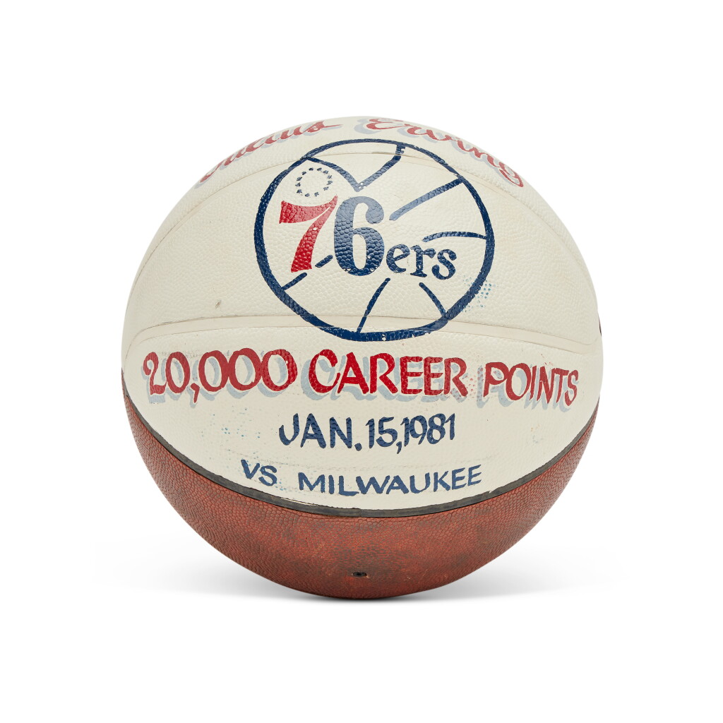 View full screen - View 1 of Lot 122. Julius Erving Philadelphia 76ers 20,000th Career Point Game-Used Basketball | January 15, 1981 vs. Milwaukee Bucks.