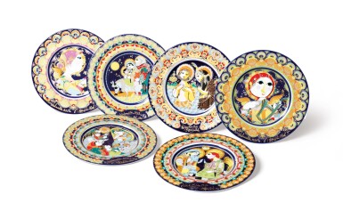 View full screen - View 1 of Lot 208. 6 original decorative plates from the series « Weinachten », 1975-82.