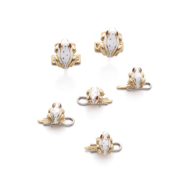 View full screen - View 1 of Lot 815. Gold and enamel dress set.