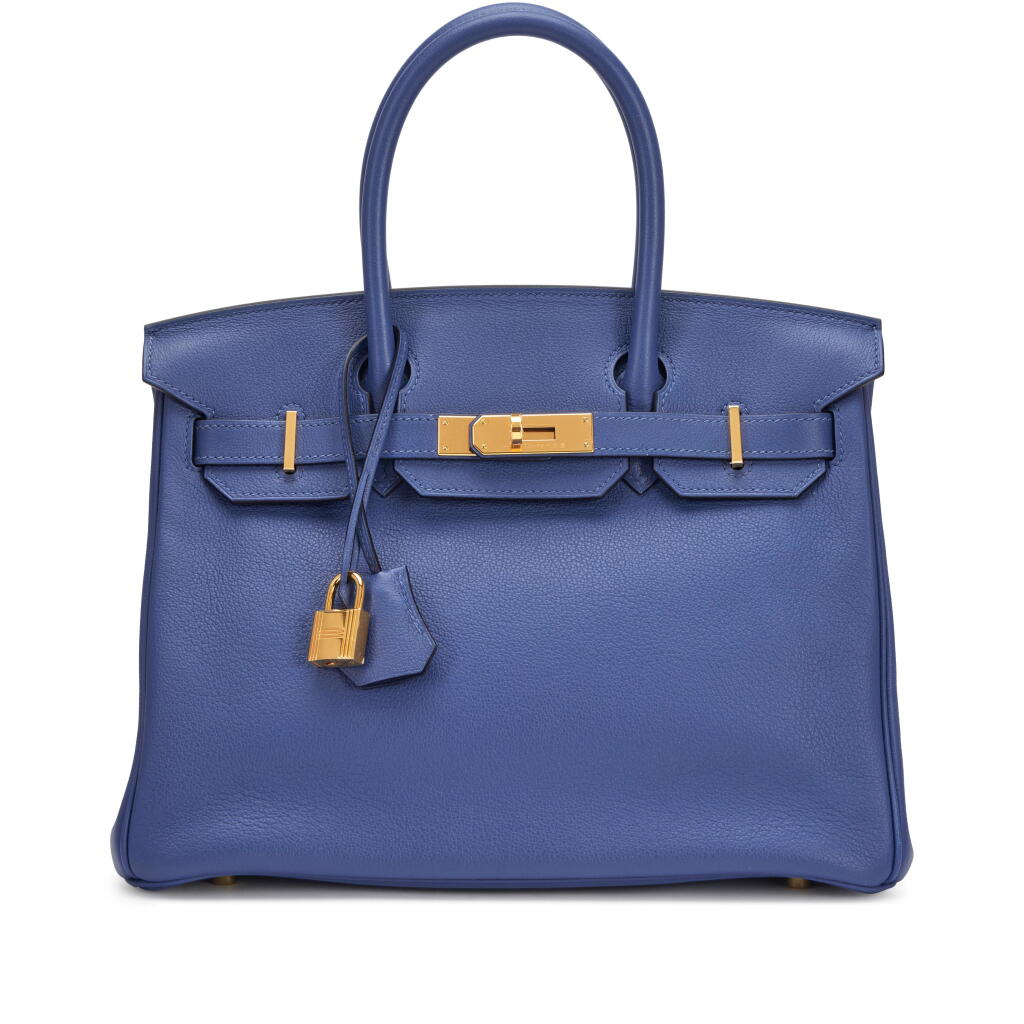 View full screen - View 1 of Lot 78. Bleu Brighton Evergrain Birkin 30 Gold Hardware, 2018.