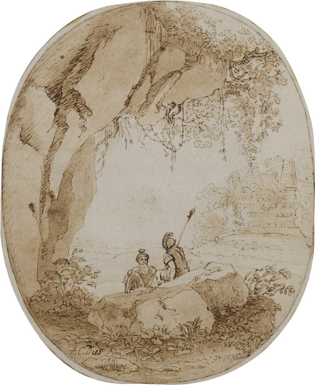 View full screen - View 1 of Lot 94. Two soldiers resting in a rocky landscape.