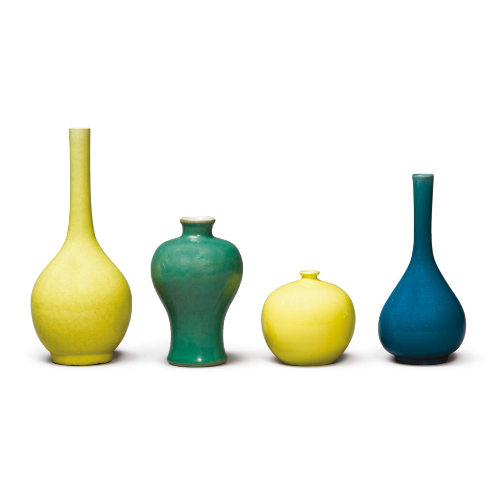 View full screen - View 1 of Lot 1019. A GROUP OF FOUR MONOCHROME-GLAZED VASES, QING DYNASTY, 18TH / 19TH CENTURY.