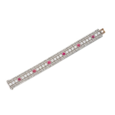 View full screen - View 1 of Lot 174. Ruby and Diamond Bracelet.